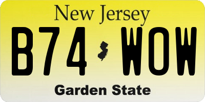 NJ license plate B74WOW