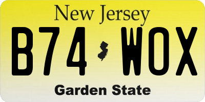 NJ license plate B74WOX