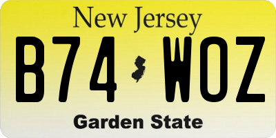 NJ license plate B74WOZ