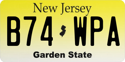 NJ license plate B74WPA