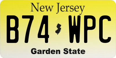 NJ license plate B74WPC