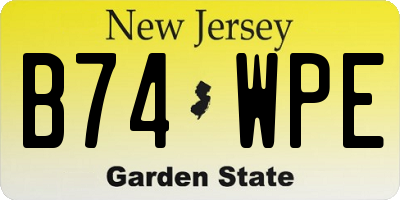 NJ license plate B74WPE