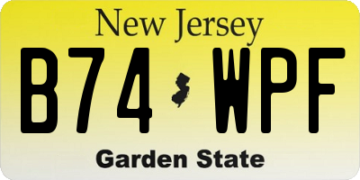 NJ license plate B74WPF