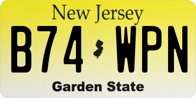 NJ license plate B74WPN