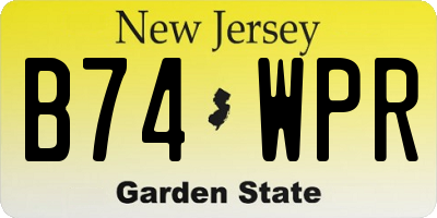 NJ license plate B74WPR