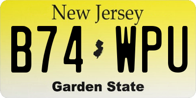 NJ license plate B74WPU