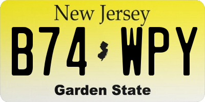 NJ license plate B74WPY