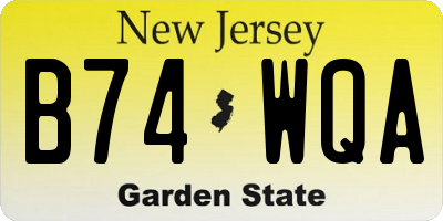 NJ license plate B74WQA