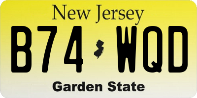 NJ license plate B74WQD