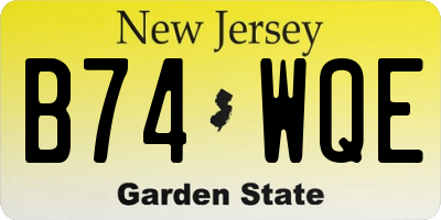 NJ license plate B74WQE