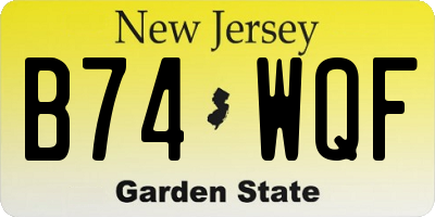 NJ license plate B74WQF