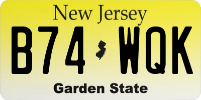 NJ license plate B74WQK
