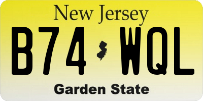 NJ license plate B74WQL