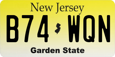 NJ license plate B74WQN