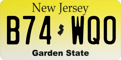 NJ license plate B74WQO