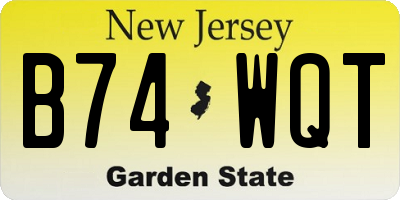 NJ license plate B74WQT