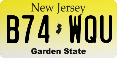 NJ license plate B74WQU