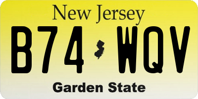 NJ license plate B74WQV