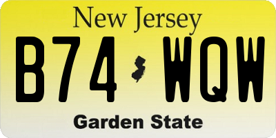 NJ license plate B74WQW