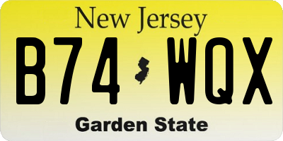 NJ license plate B74WQX