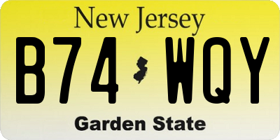 NJ license plate B74WQY