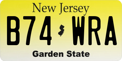 NJ license plate B74WRA