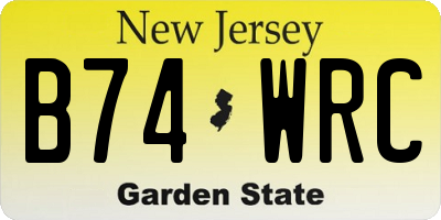 NJ license plate B74WRC