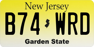 NJ license plate B74WRD