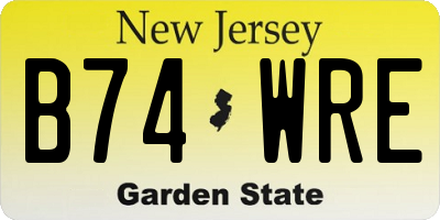 NJ license plate B74WRE