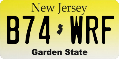 NJ license plate B74WRF