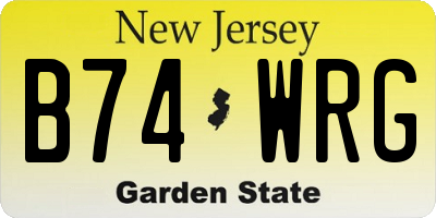 NJ license plate B74WRG