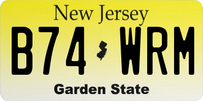 NJ license plate B74WRM