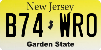 NJ license plate B74WRO