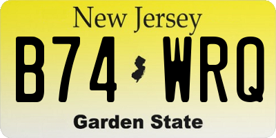 NJ license plate B74WRQ
