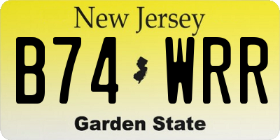 NJ license plate B74WRR