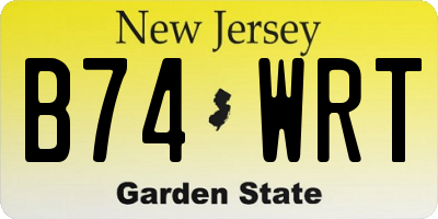 NJ license plate B74WRT