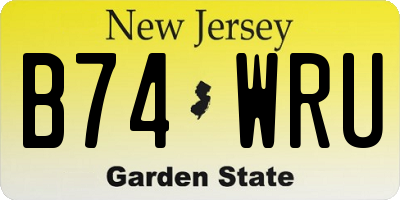NJ license plate B74WRU