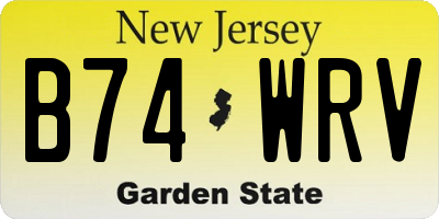NJ license plate B74WRV