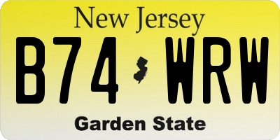 NJ license plate B74WRW