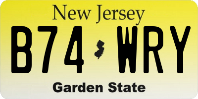 NJ license plate B74WRY