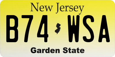 NJ license plate B74WSA