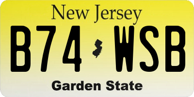 NJ license plate B74WSB