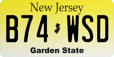 NJ license plate B74WSD