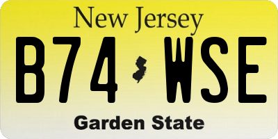 NJ license plate B74WSE