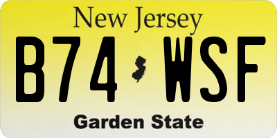 NJ license plate B74WSF