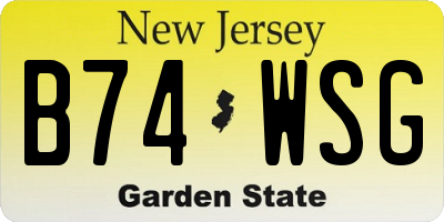 NJ license plate B74WSG