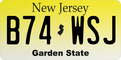 NJ license plate B74WSJ