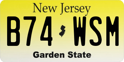 NJ license plate B74WSM