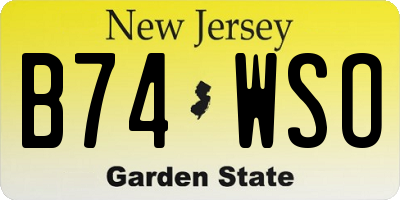 NJ license plate B74WSO