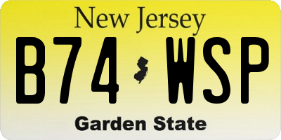 NJ license plate B74WSP
